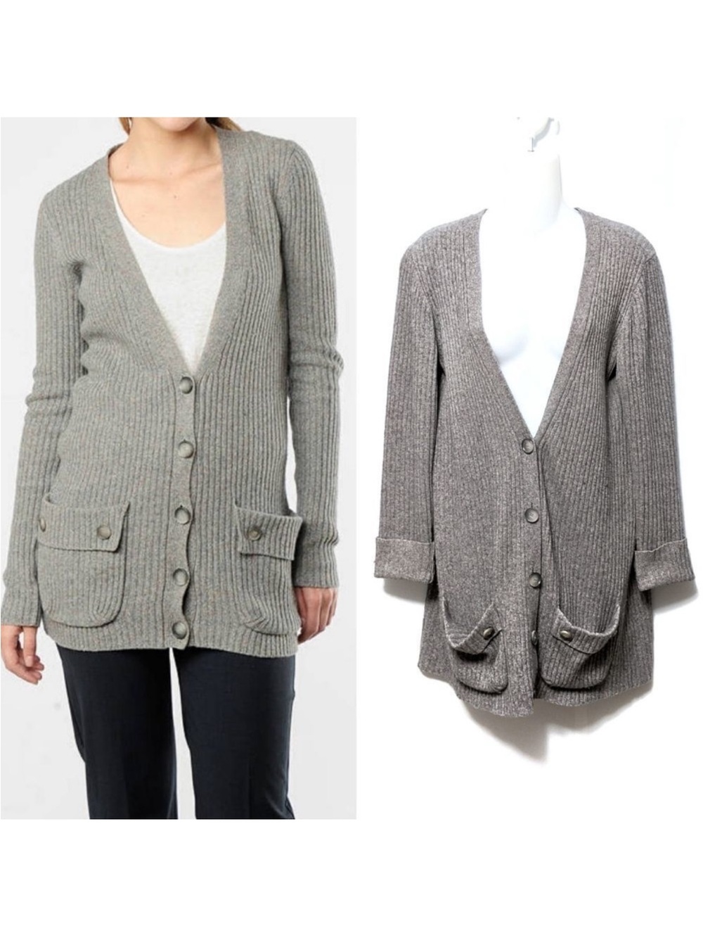 THEORY Zacharia Woodstock Cashmere Wool Cardigan L